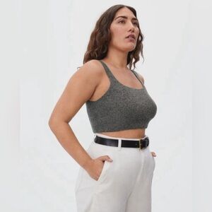 Everlane Cozy Stretch Crop Tank Top Women’s Large Charcoal Gray Wool Yak